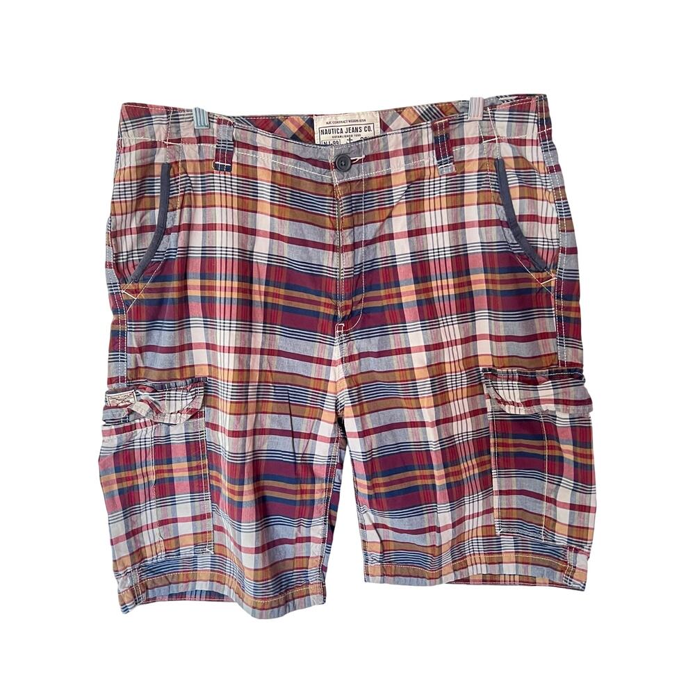 Nautica Cargo Madras Plaid Shorts SZ 38